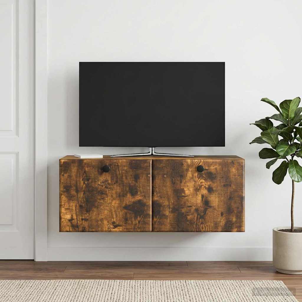 Wandbeugel TV-kast Gerookt eiken 78,5 x 31 x 30 cm Bewerkt hout is nu te koop bij PeponiXL, paradijselijk wonen!