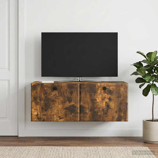 Wandbeugel TV-kast Gerookt eiken 78,5 x 31 x 30 cm Bewerkt hout is nu te koop bij PeponiXL, paradijselijk wonen!