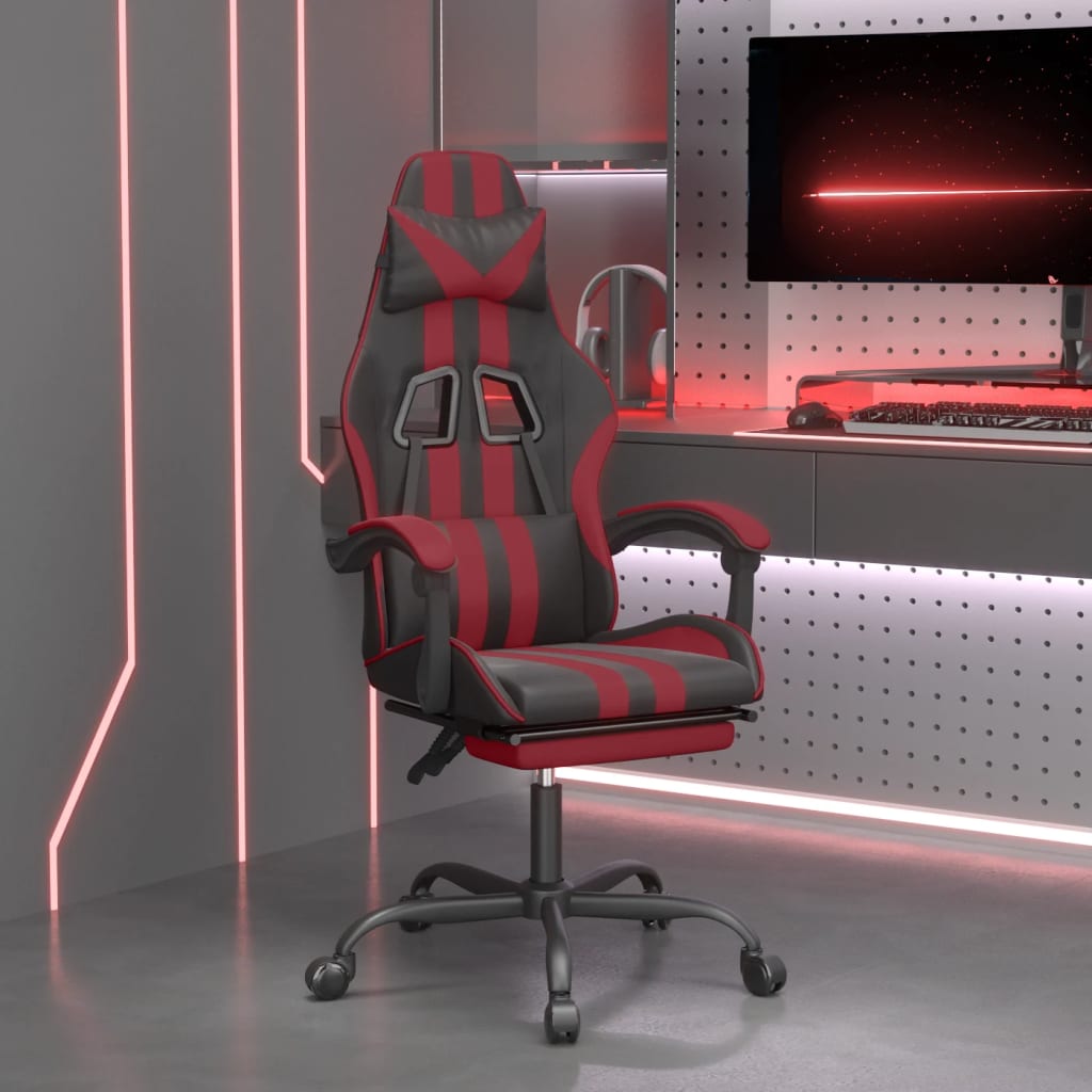 Gamestoel met voetensteun kunstleer wit en wijnrood is nu te koop bij PeponiXL, paradijselijk wonen!