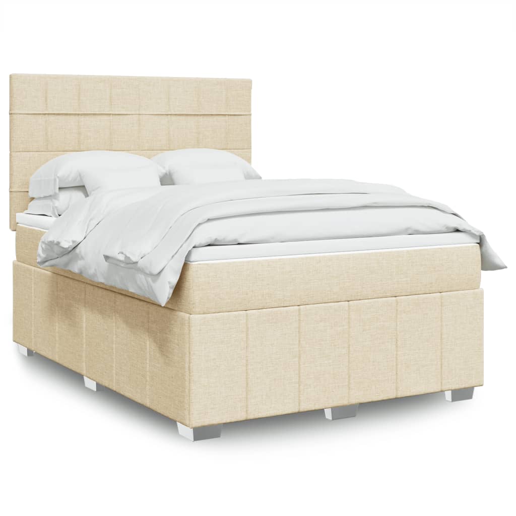 Boxspring met matras stof crèmekleurig 160x200 cm is nu te koop bij PeponiXL, paradijselijk wonen!
