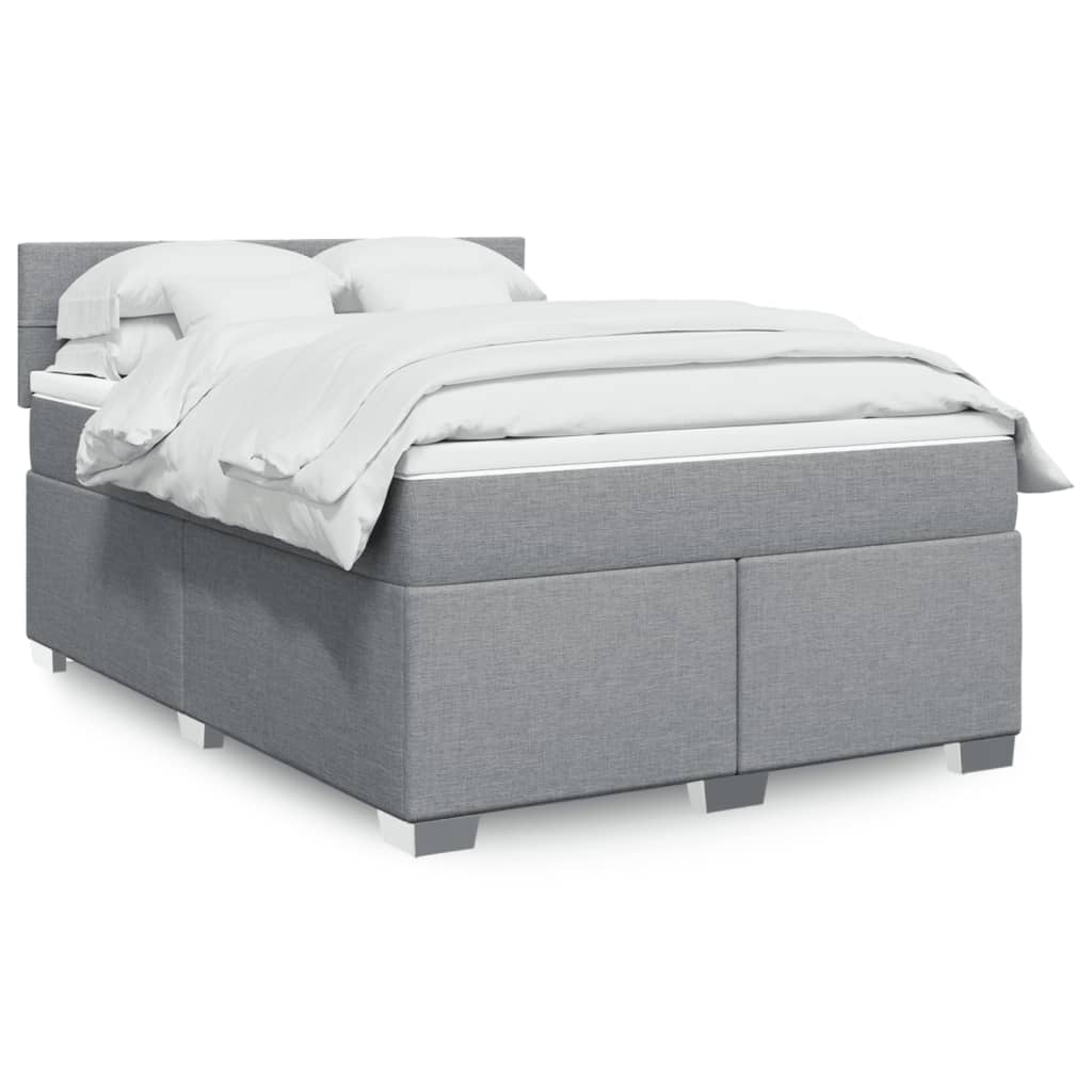 Boxspring met matras stof lichtgrijs 140x200 cm is nu te koop bij PeponiXL, paradijselijk wonen!