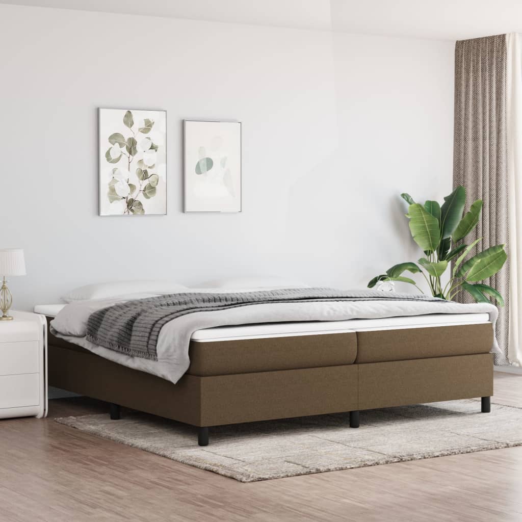 Boxspring met matras stof donkerbruin 200x200 cm is nu te koop bij PeponiXL, paradijselijk wonen!