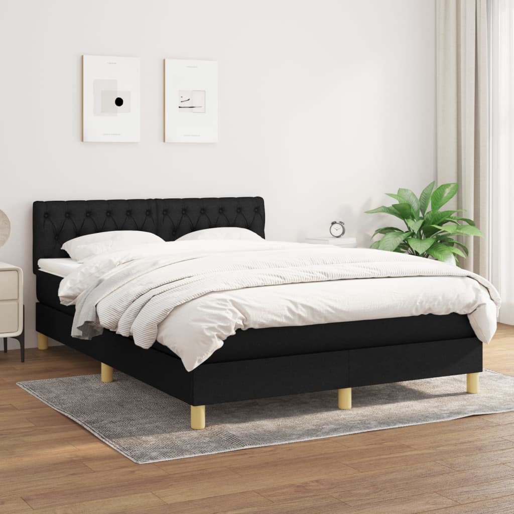 Boxspring met matras stof zwart 140x200 cm is nu te koop bij PeponiXL, paradijselijk wonen!