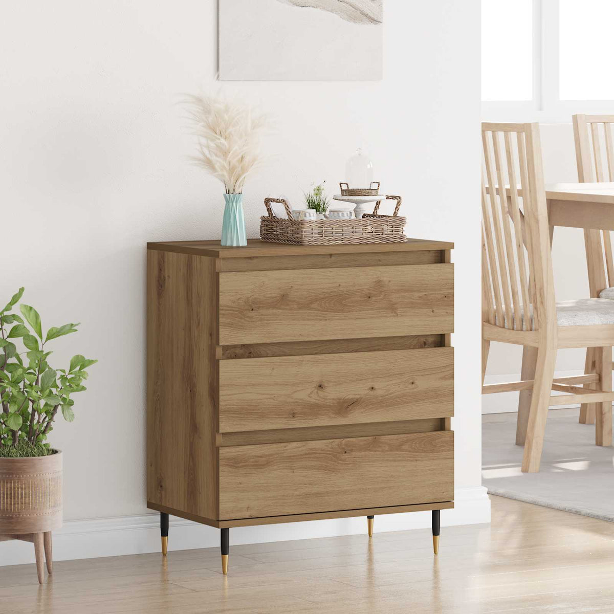 Dressoir Artisan Eiken 60 x 35 x 70 cm Bewerkt hout is nu te koop bij PeponiXL, paradijselijk wonen!