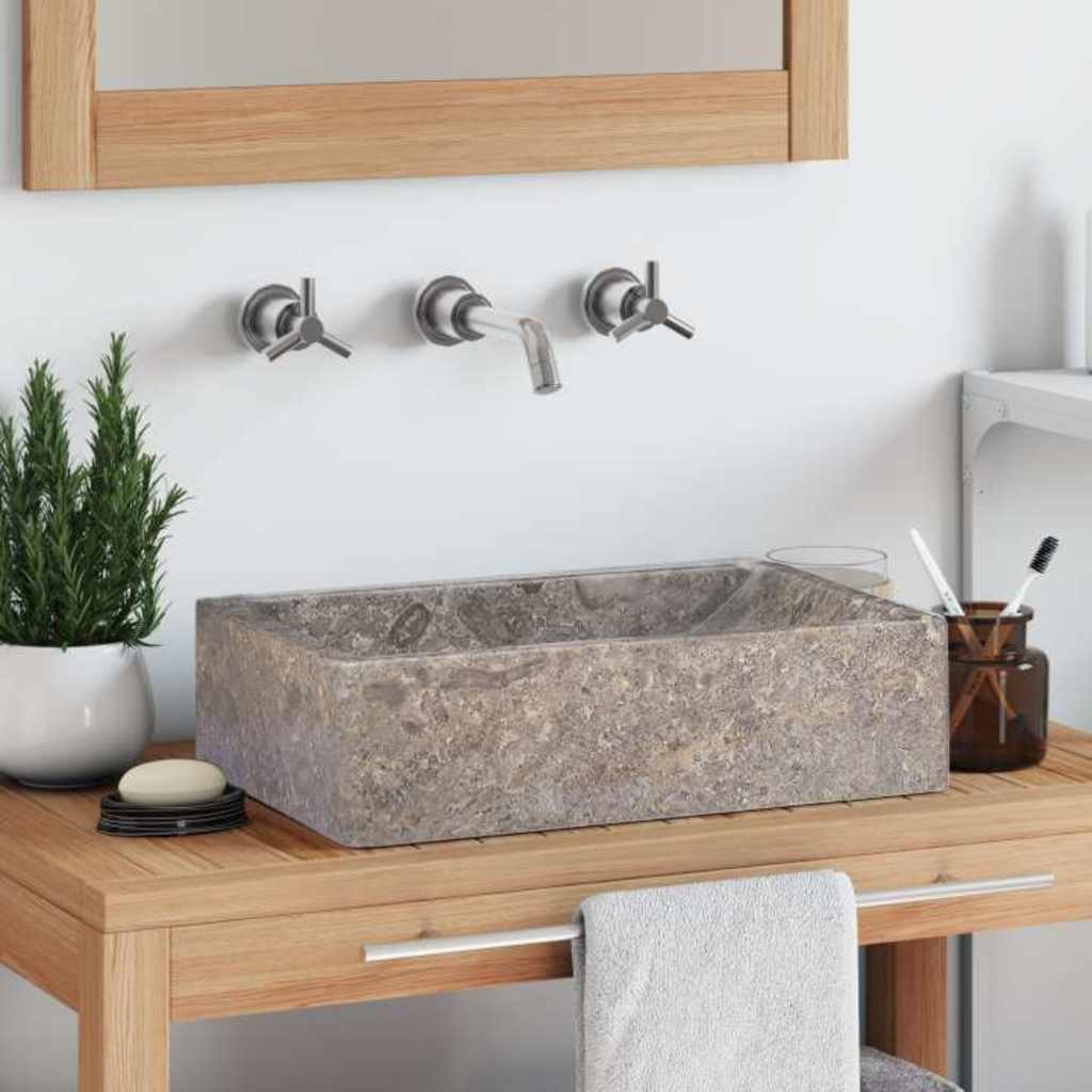 Gootsteen 45x30x12 cm marmer hoogglans grijs is nu te koop bij PeponiXL, paradijselijk wonen!