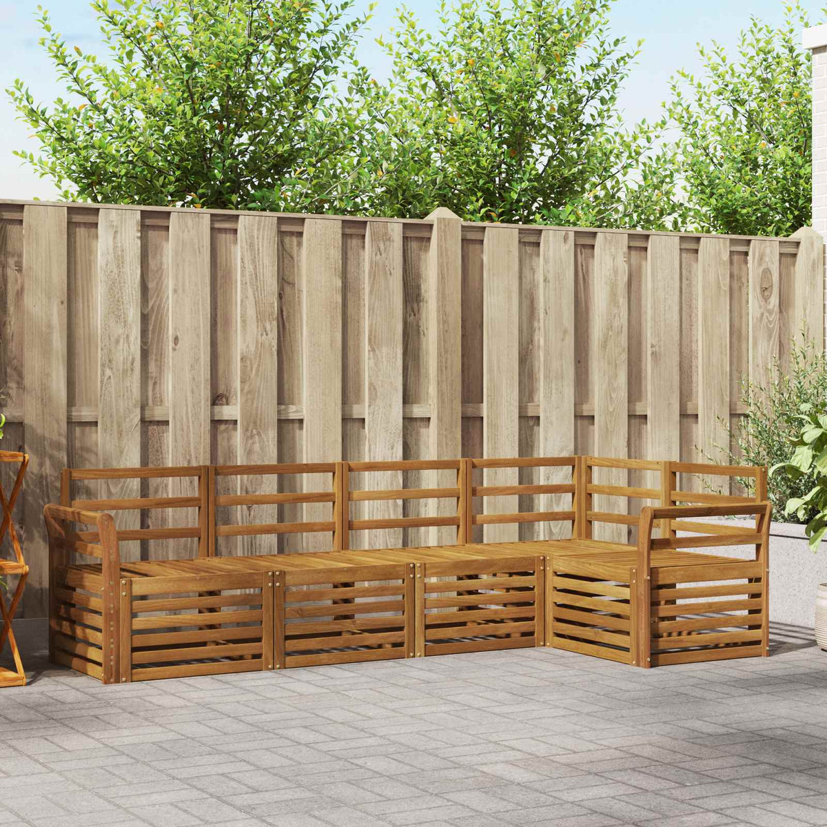 Hoekbank Set 5 pcs Naturel Massief Acaciahout is nu te koop bij PeponiXL, paradijselijk wonen!