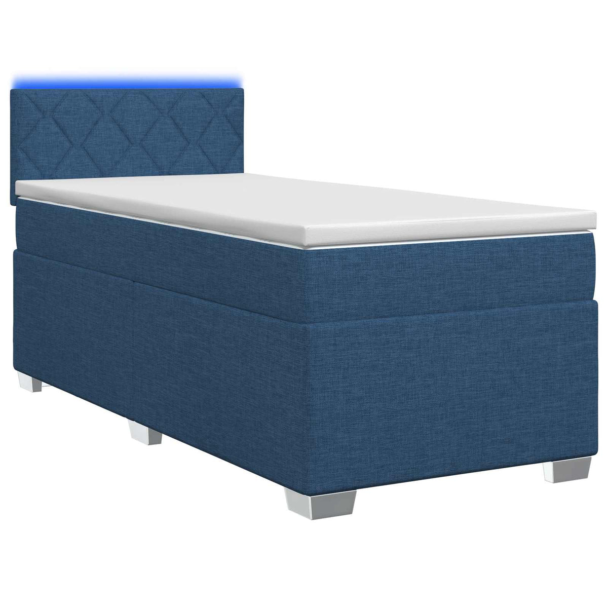Boxspring Bed met Matras en LED Blauw 100 x 200 cm Stof is nu te koop bij PeponiXL, paradijselijk wonen!