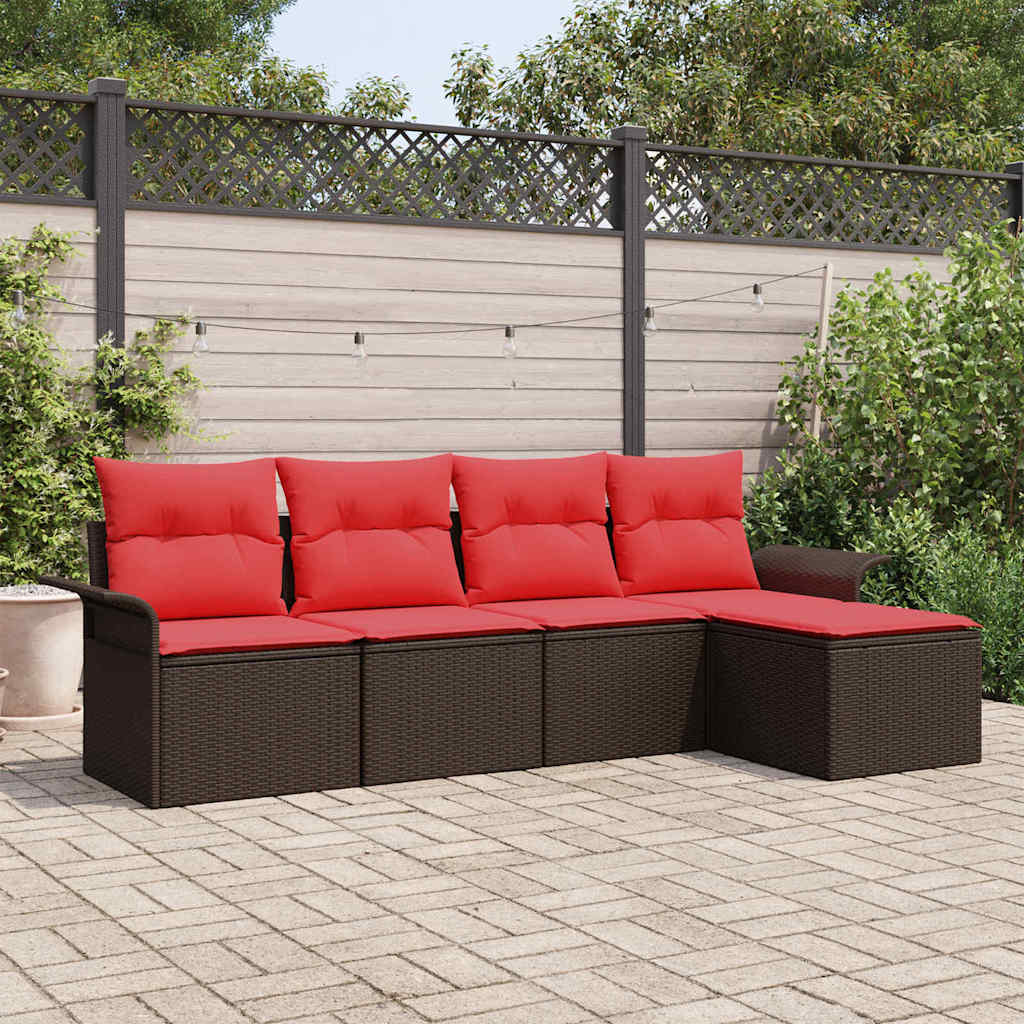 Tuin Sofa Set met opslag 5 pcs Bruin poly rattan is nu te koop bij PeponiXL, paradijselijk wonen!