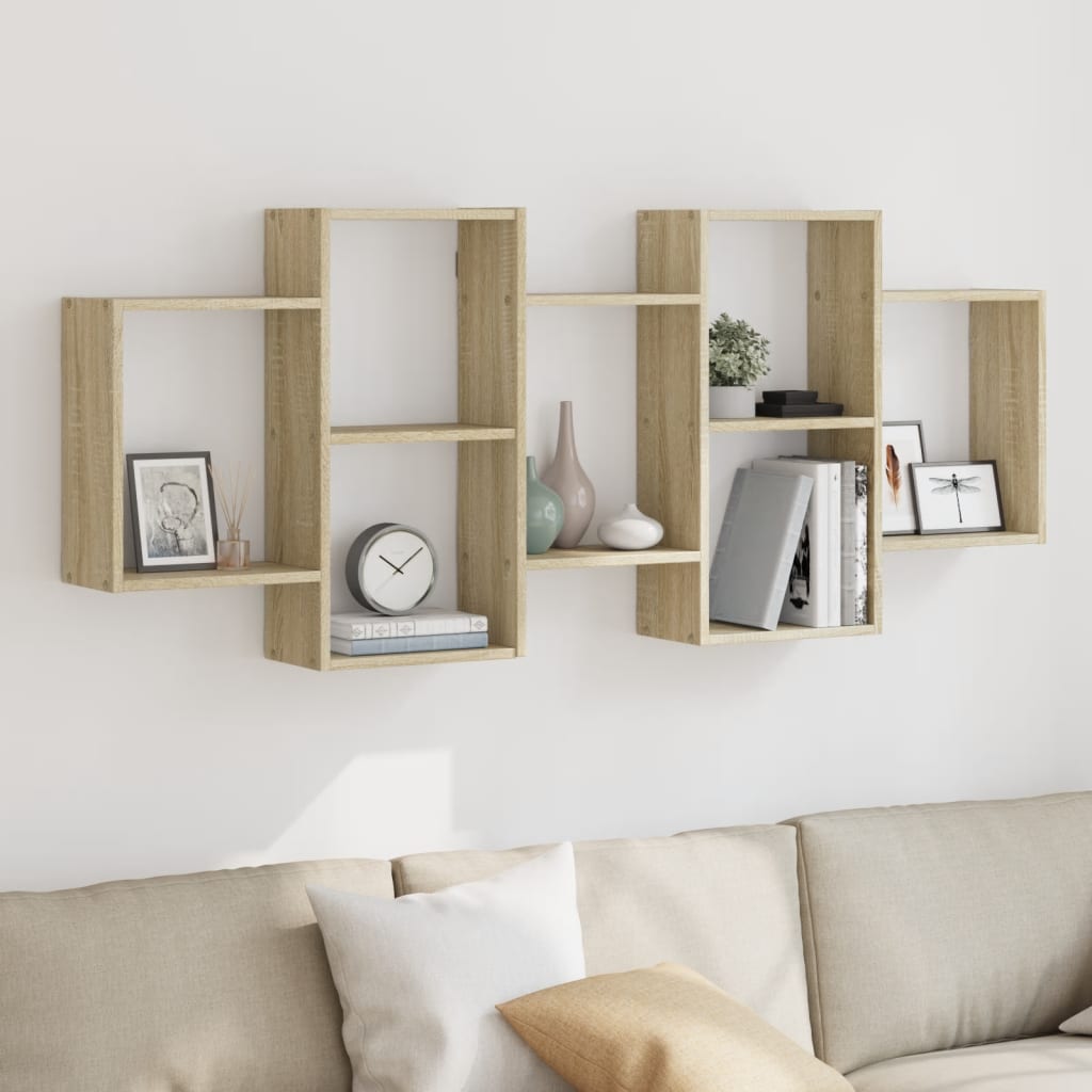 Wandschap 159x18x65 cm bewerkt hout sonoma eikenkleurig is nu te koop bij PeponiXL, paradijselijk wonen!
