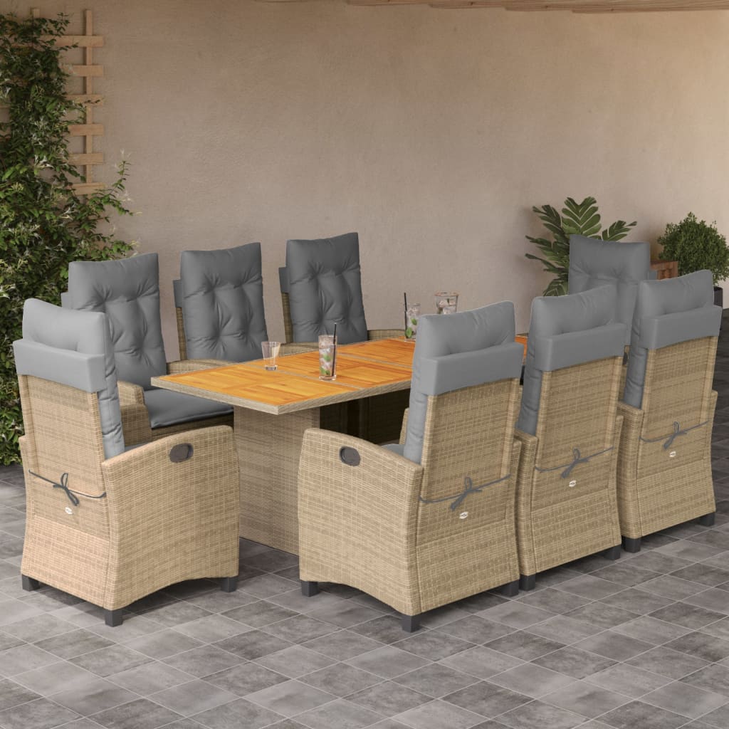 9-delige Tuinset met kussens poly rattan gemengd beige is nu te koop bij PeponiXL, paradijselijk wonen!