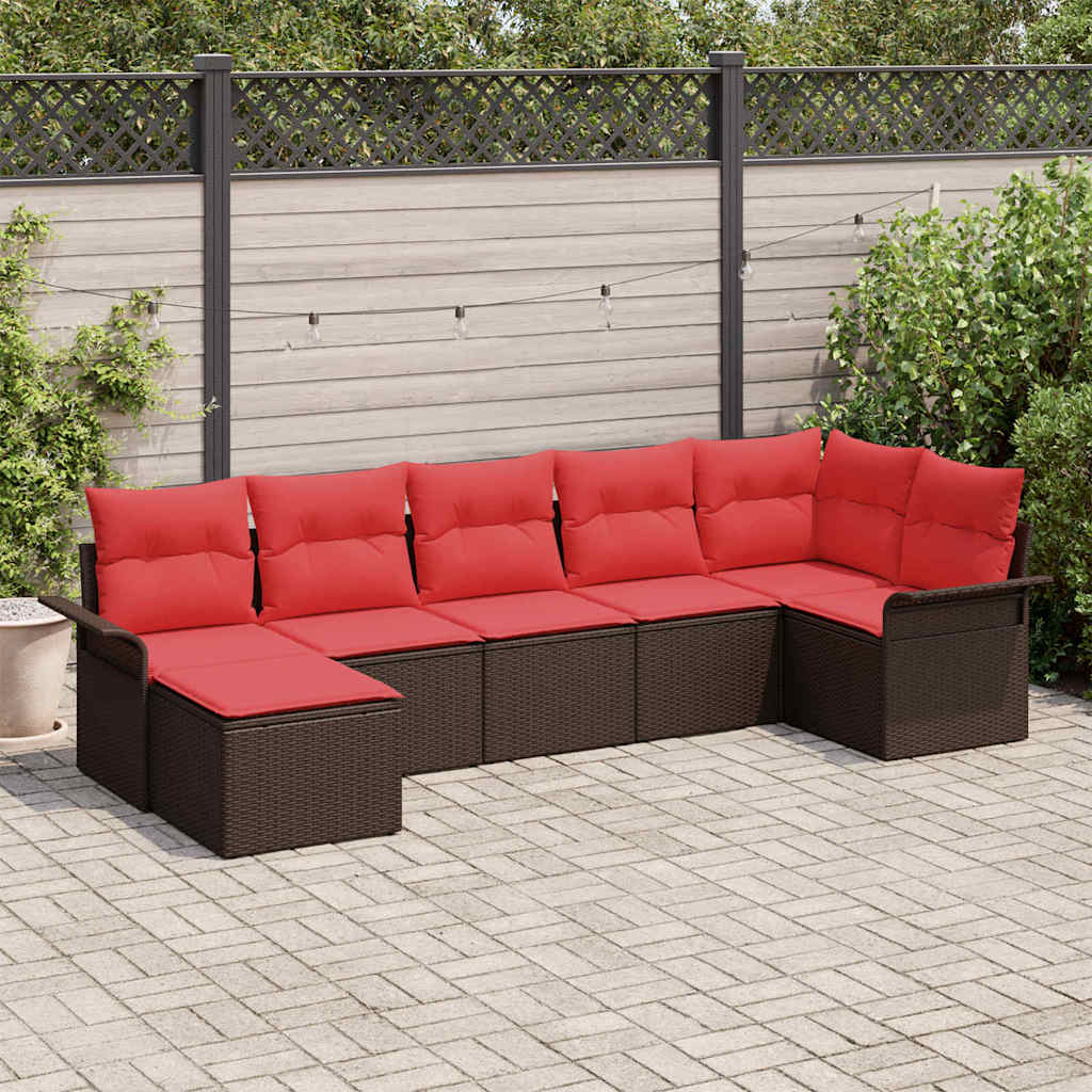 Tuin Sofa Set met opslag 7 pcs Beige poly rattan is nu te koop bij PeponiXL, paradijselijk wonen!