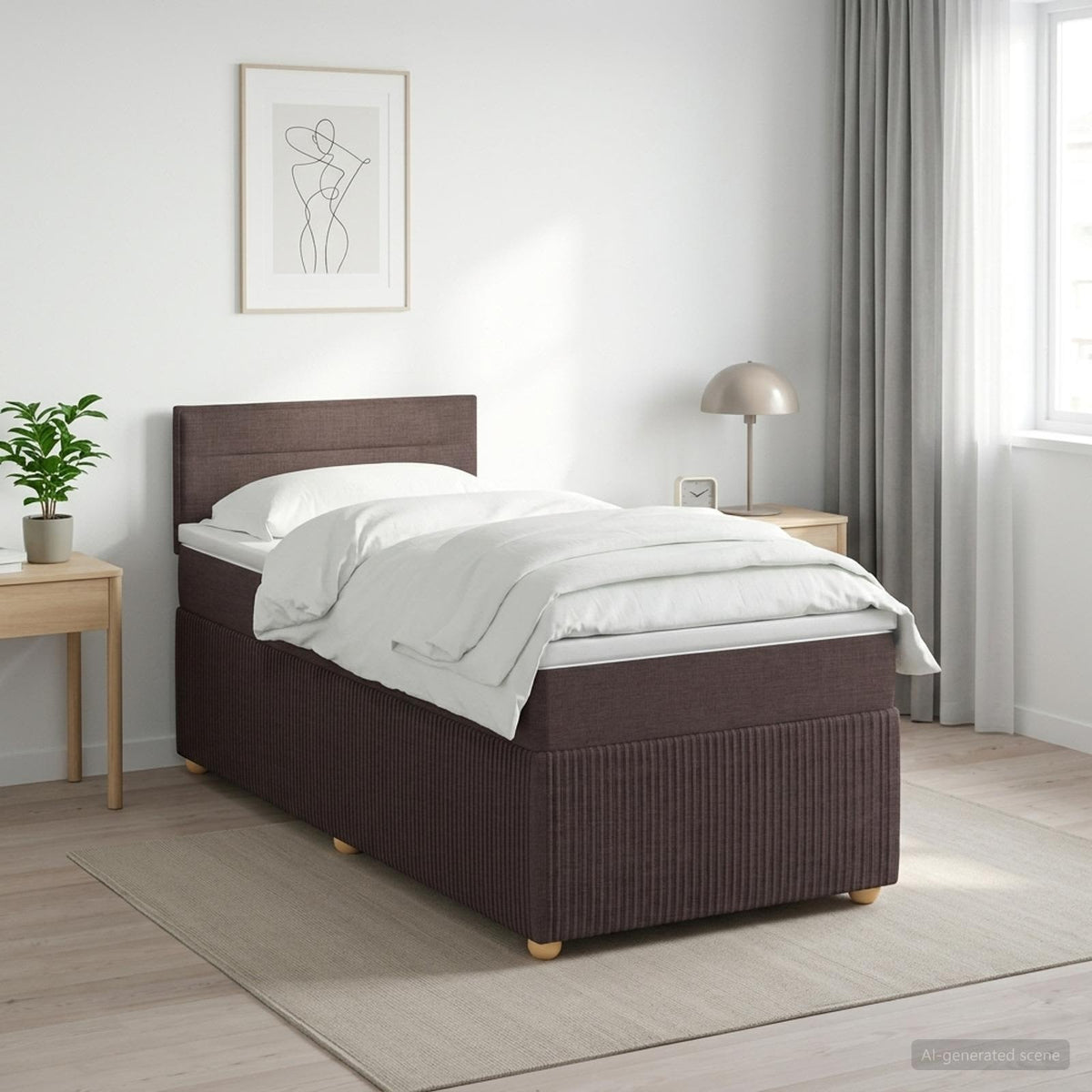 Boxspringbed met matras Donkerbruin 80 x 200 cm Stof is nu te koop bij PeponiXL, paradijselijk wonen!