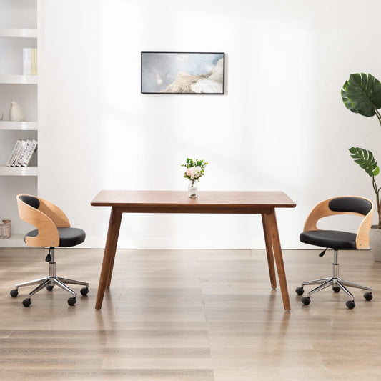 Eetkamerstoel draaibaar gebogen hout en kunstleer zwart is nu te koop bij PeponiXL, paradijselijk wonen!