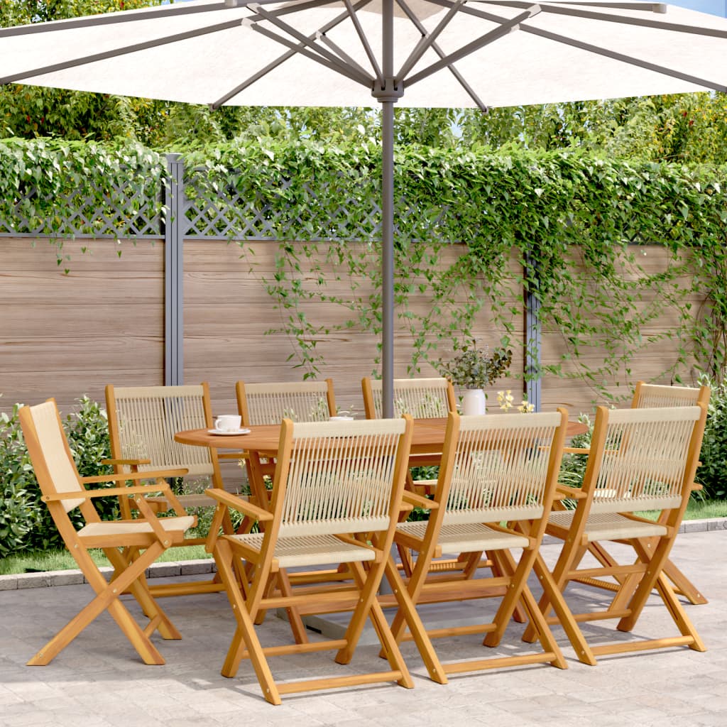 Tuinstoelen 8 st inklapbaar massief acaciahout beige is nu te koop bij PeponiXL, paradijselijk wonen!