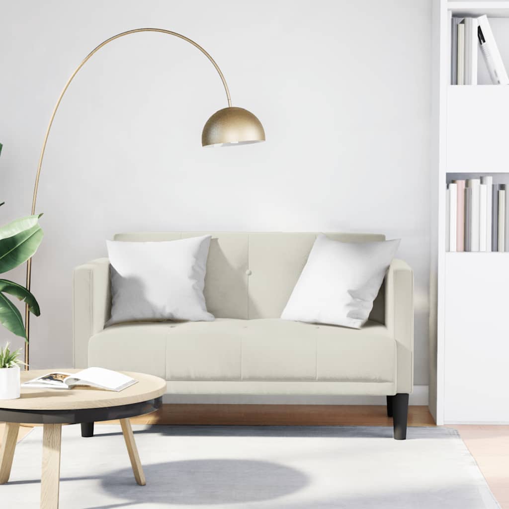Loveseat bank crème 111 cm fluweel is nu te koop bij PeponiXL, paradijselijk wonen!