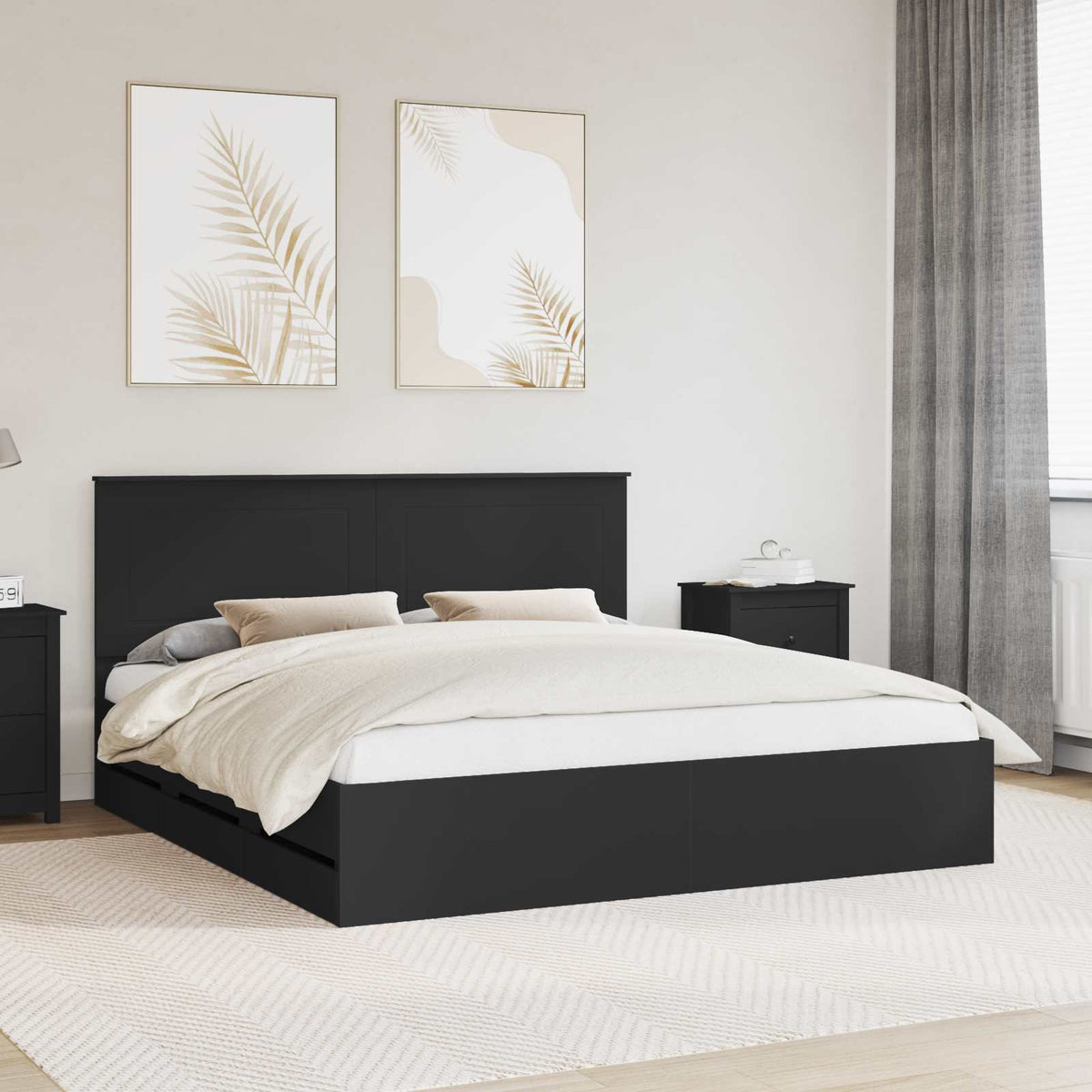 Bedframe met lade met opslag Zwart 180 x 200 cm Ingenieurshout is nu te koop bij PeponiXL, paradijselijk wonen!