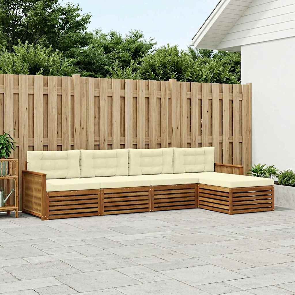 Buiten bankenset met kussen 5 pcs Natuurlijk en Crème is nu te koop bij PeponiXL, paradijselijk wonen!