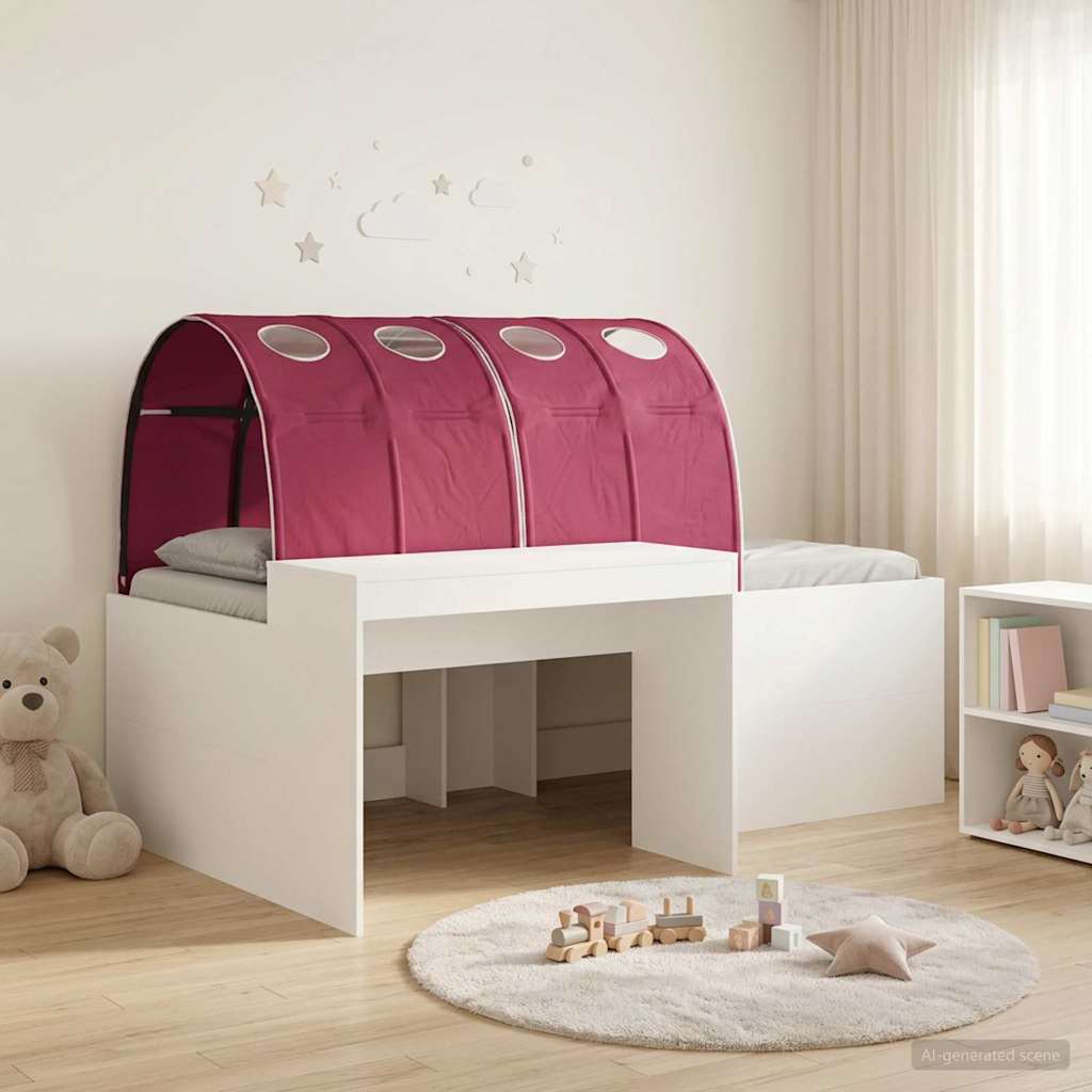 Bed met Tunnel 3 st Artisian Eik en Rood Bewerkt hout is nu te koop bij PeponiXL, paradijselijk wonen!