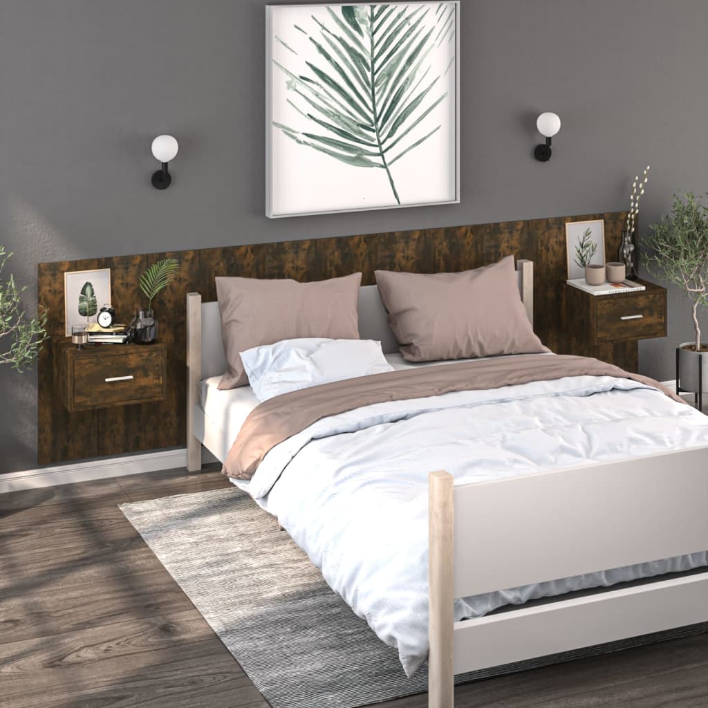 Nachtkastjes 2 st wandgemonteerd gerookt eikenkleurig is nu te koop bij PeponiXL, paradijselijk wonen!