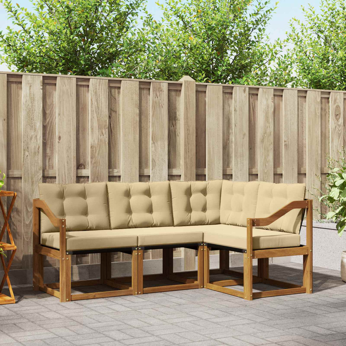Buiten bankenset met kussen 4 pcs Natuurlijk en Beige is nu te koop bij PeponiXL, paradijselijk wonen!
