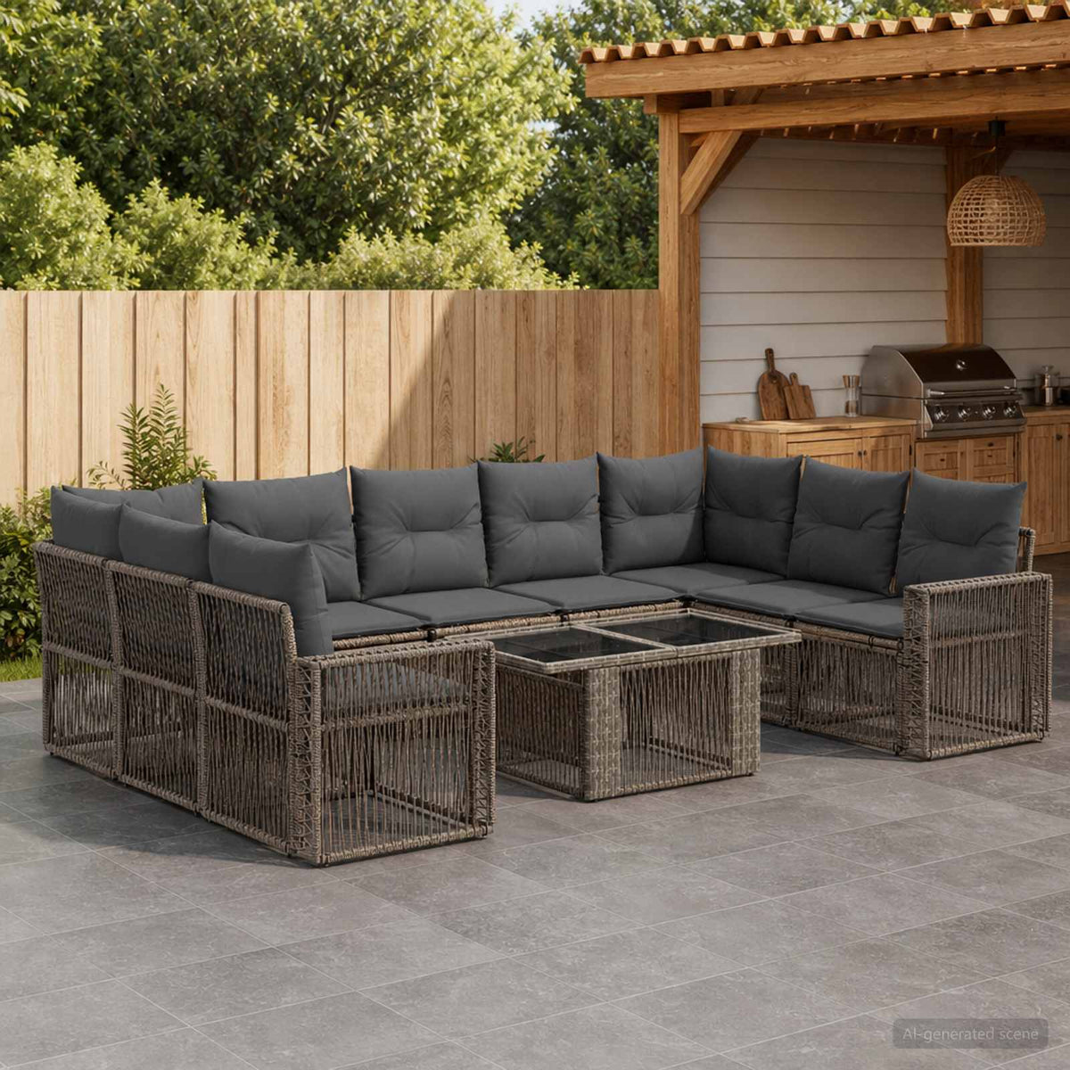 Tuinbankenset 10 st Grijs en Donkergrijs poly rattan is nu te koop bij PeponiXL, paradijselijk wonen!