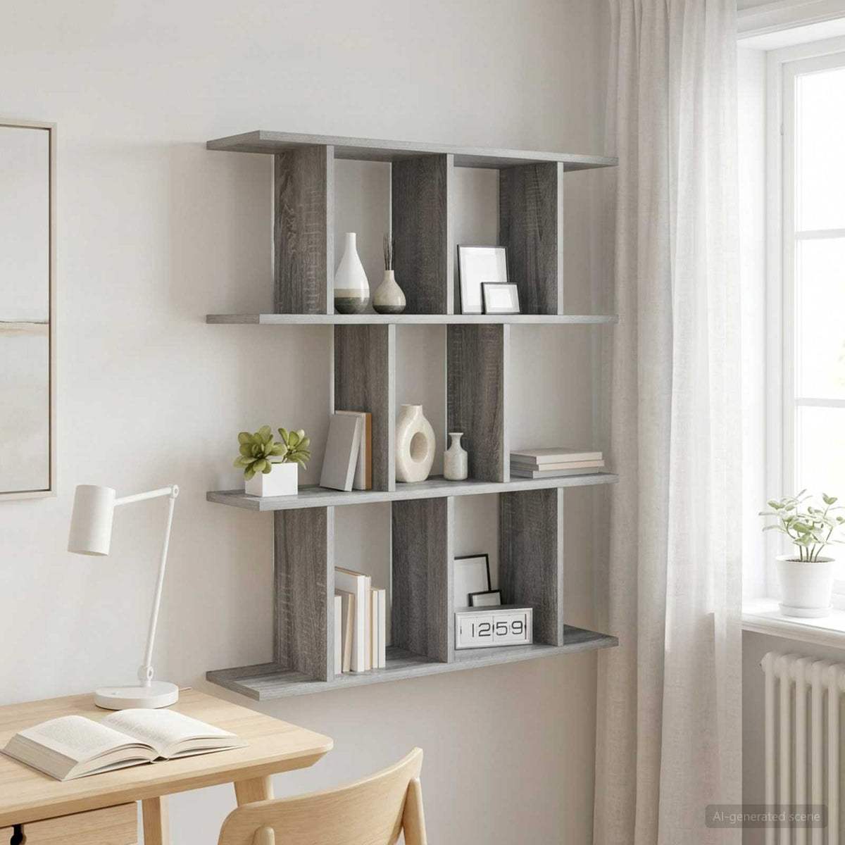 Wandplank Grijs Sonoma 80 x 20 x 96 cm Bewerkt hout is nu te koop bij PeponiXL, paradijselijk wonen!