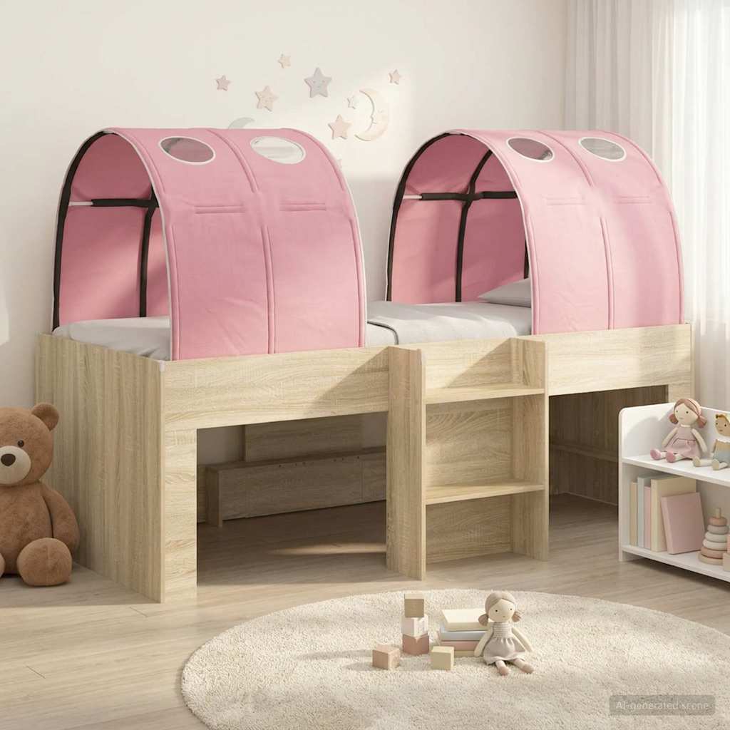 Bed met Tunnel 3 st Sonoma eiken en roze Bewerkt hout is nu te koop bij PeponiXL, paradijselijk wonen!