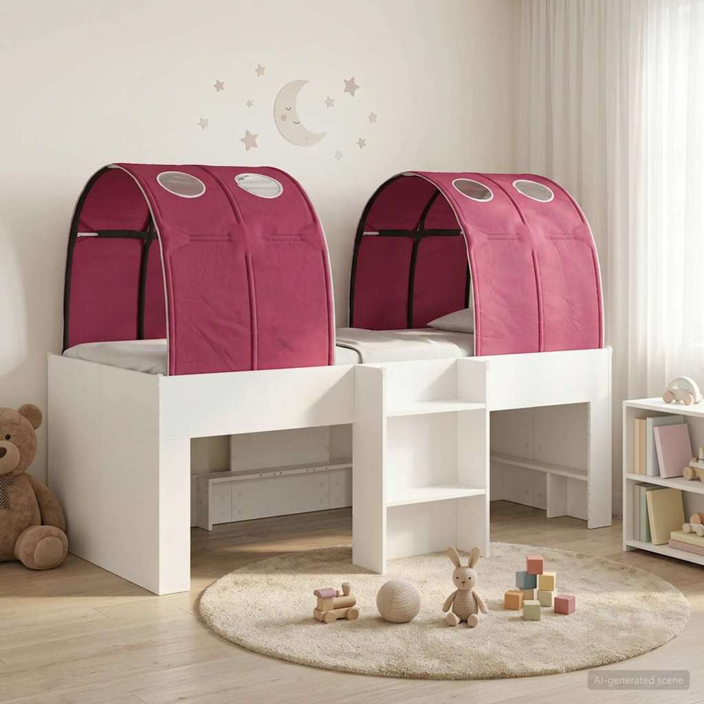 Bed met Tunnel 3 st Wit en Rood Bewerkt hout is nu te koop bij PeponiXL, paradijselijk wonen!