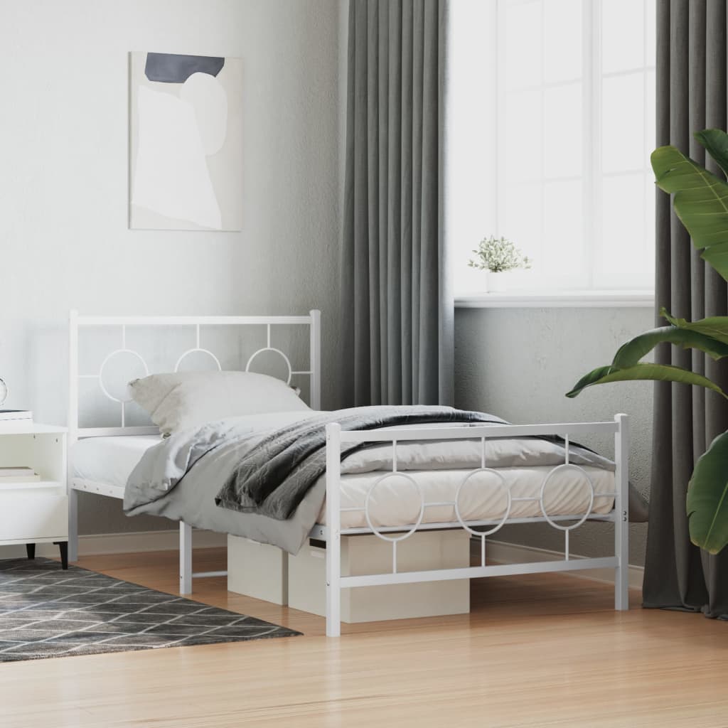 Bedframe met hoofd- en voeteneinde metaal wit 100x190 cm is nu te koop bij PeponiXL, paradijselijk wonen!