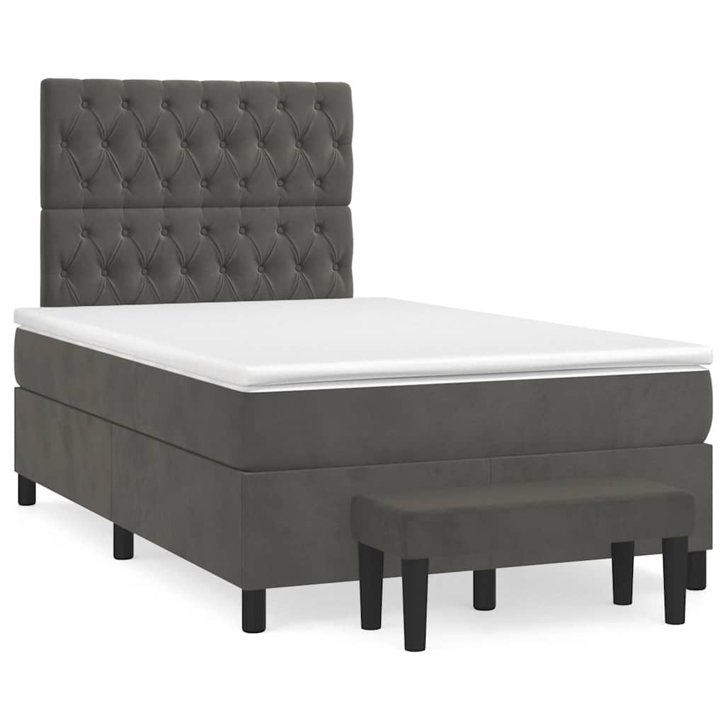 Boxspring met matras fluweel donkergrijs 120x190 cm is nu te koop bij PeponiXL, paradijselijk wonen!