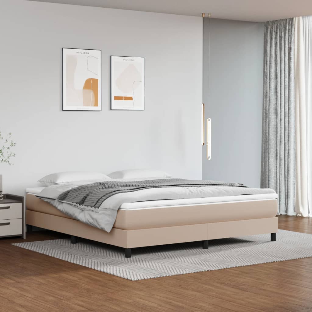 Boxspring met matras kunstleer cappuccinokleurig 180x200 cm is nu te koop bij PeponiXL, paradijselijk wonen!