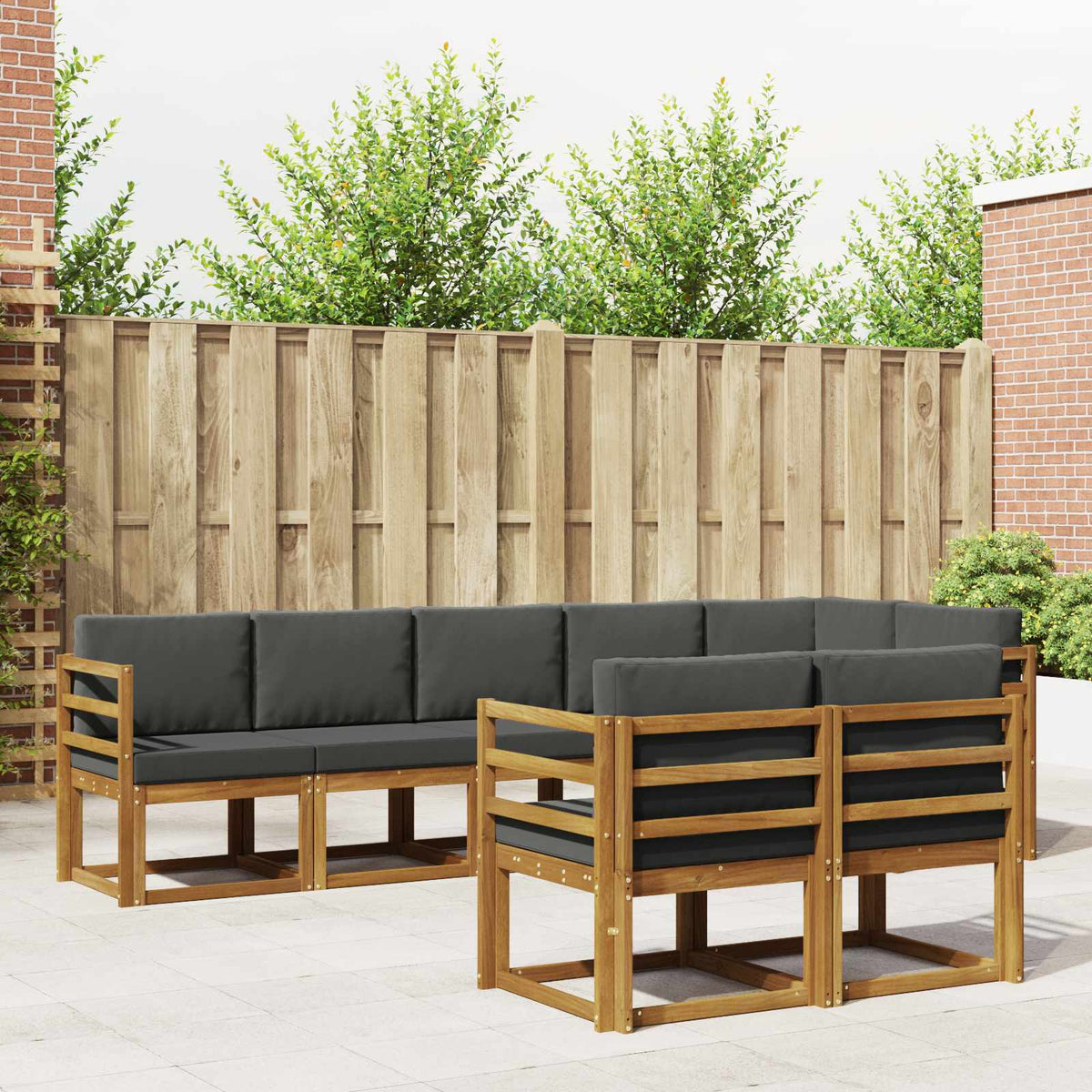 Buiten bankenset met kussen 8 pcs Natuurlijk en Antraciet is nu te koop bij PeponiXL, paradijselijk wonen!