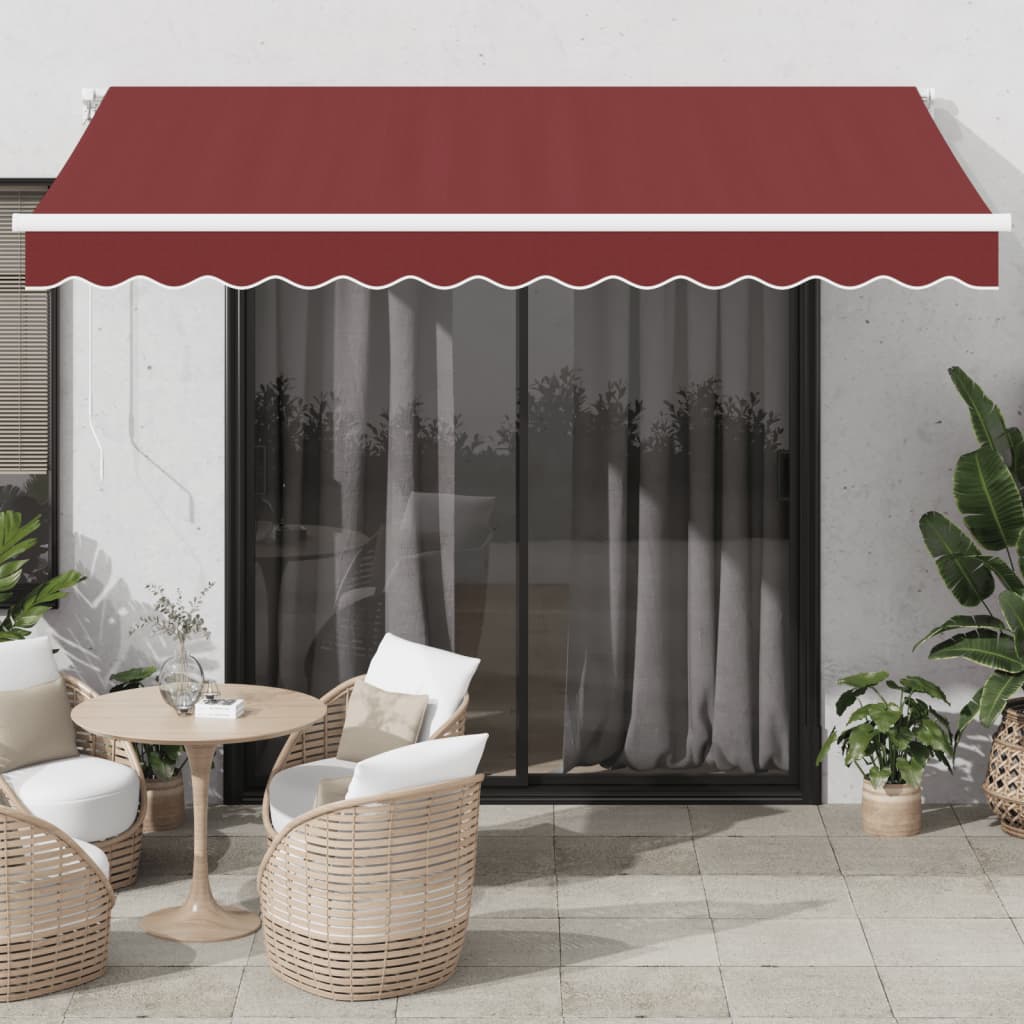 Luifel handmatig uittrekbaar met LED 350x250 cm bordeauxrood is nu te koop bij PeponiXL, paradijselijk wonen!