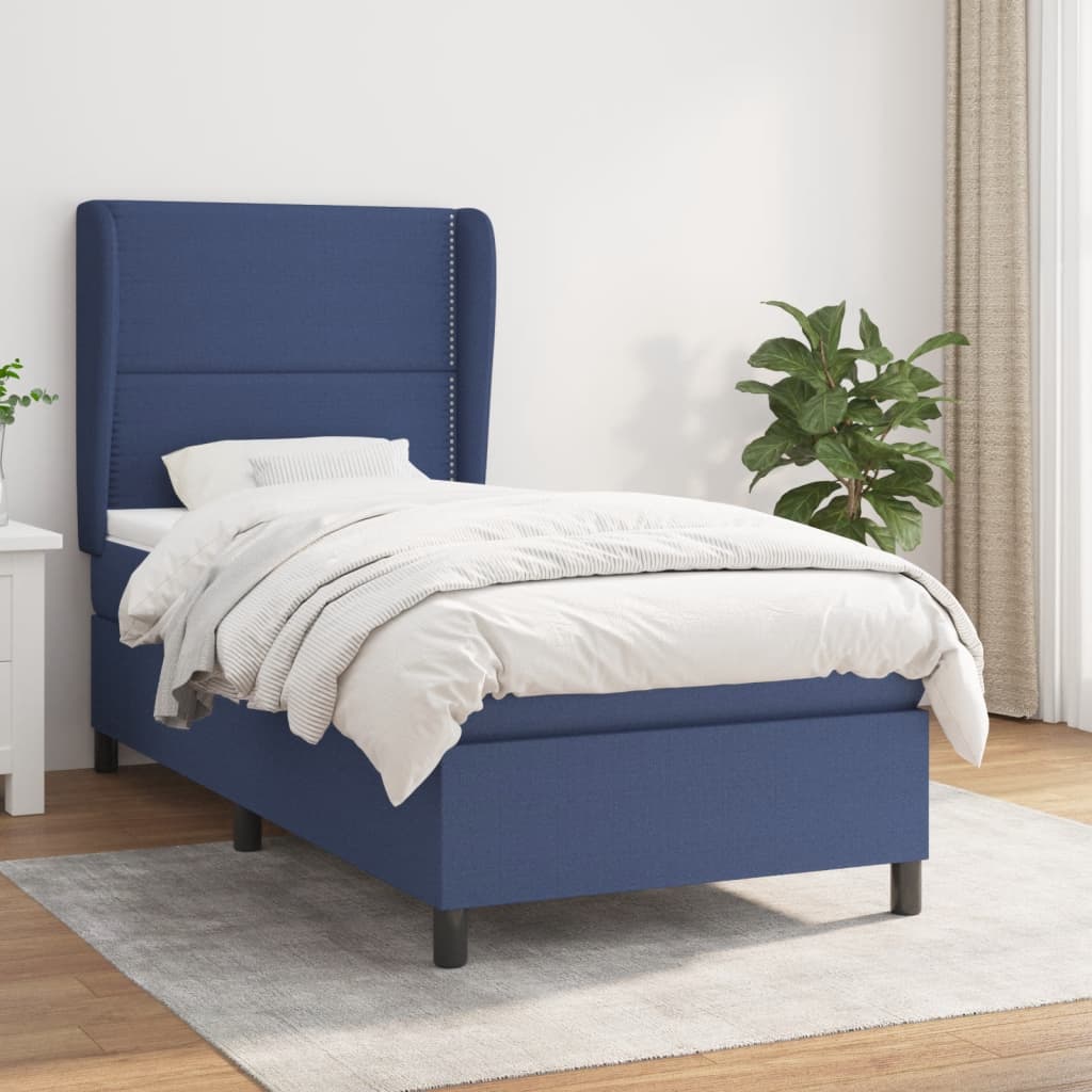 Boxspring met matras stof blauw 100x200 cm is nu te koop bij PeponiXL, paradijselijk wonen!