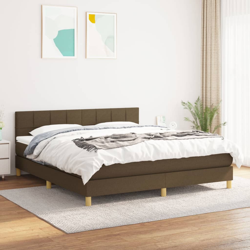 Boxspring met matras stof donkerbruin 180x200 cm is nu te koop bij PeponiXL, paradijselijk wonen!