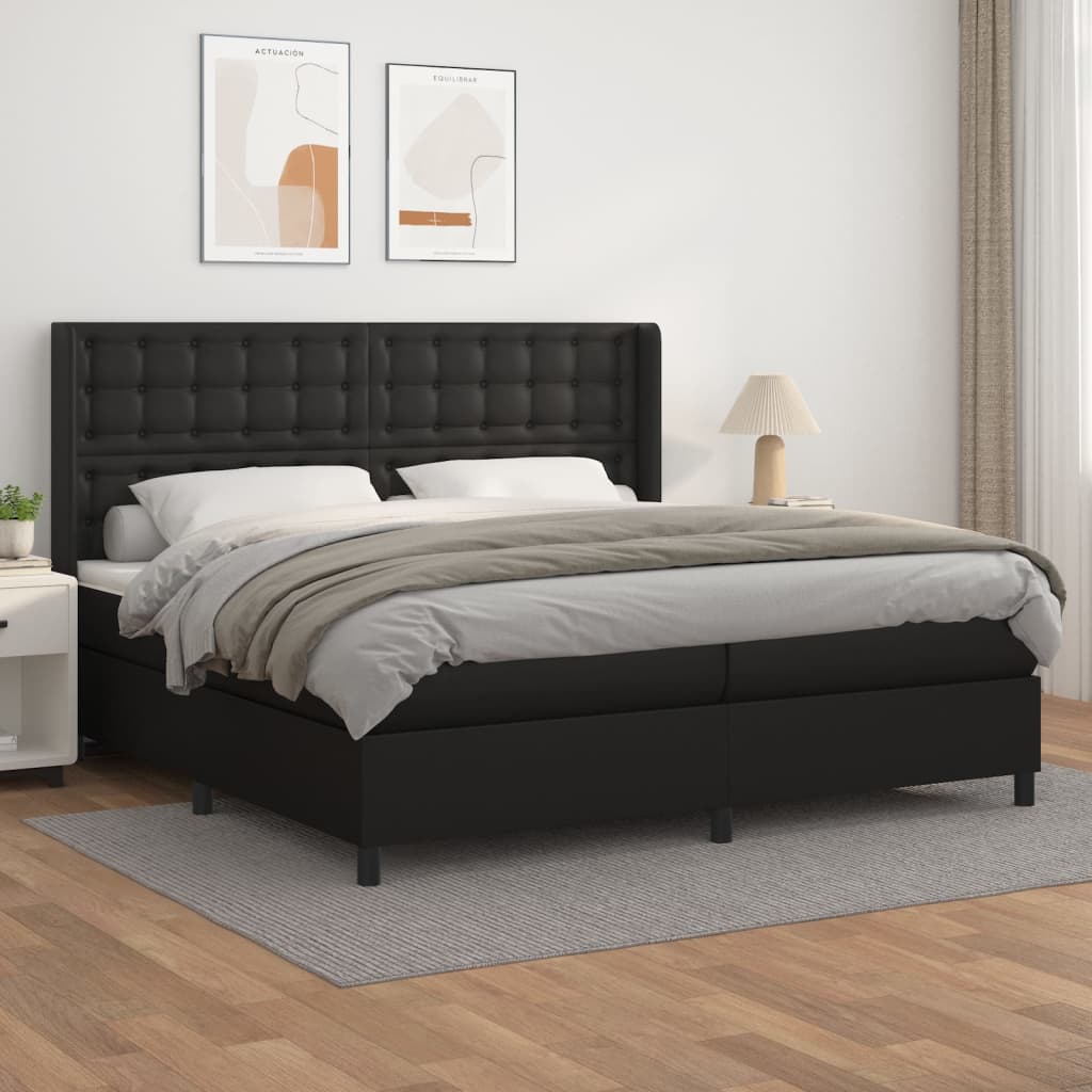 Boxspring met matras kunstleer zwart 200x200 cm is nu te koop bij PeponiXL, paradijselijk wonen!