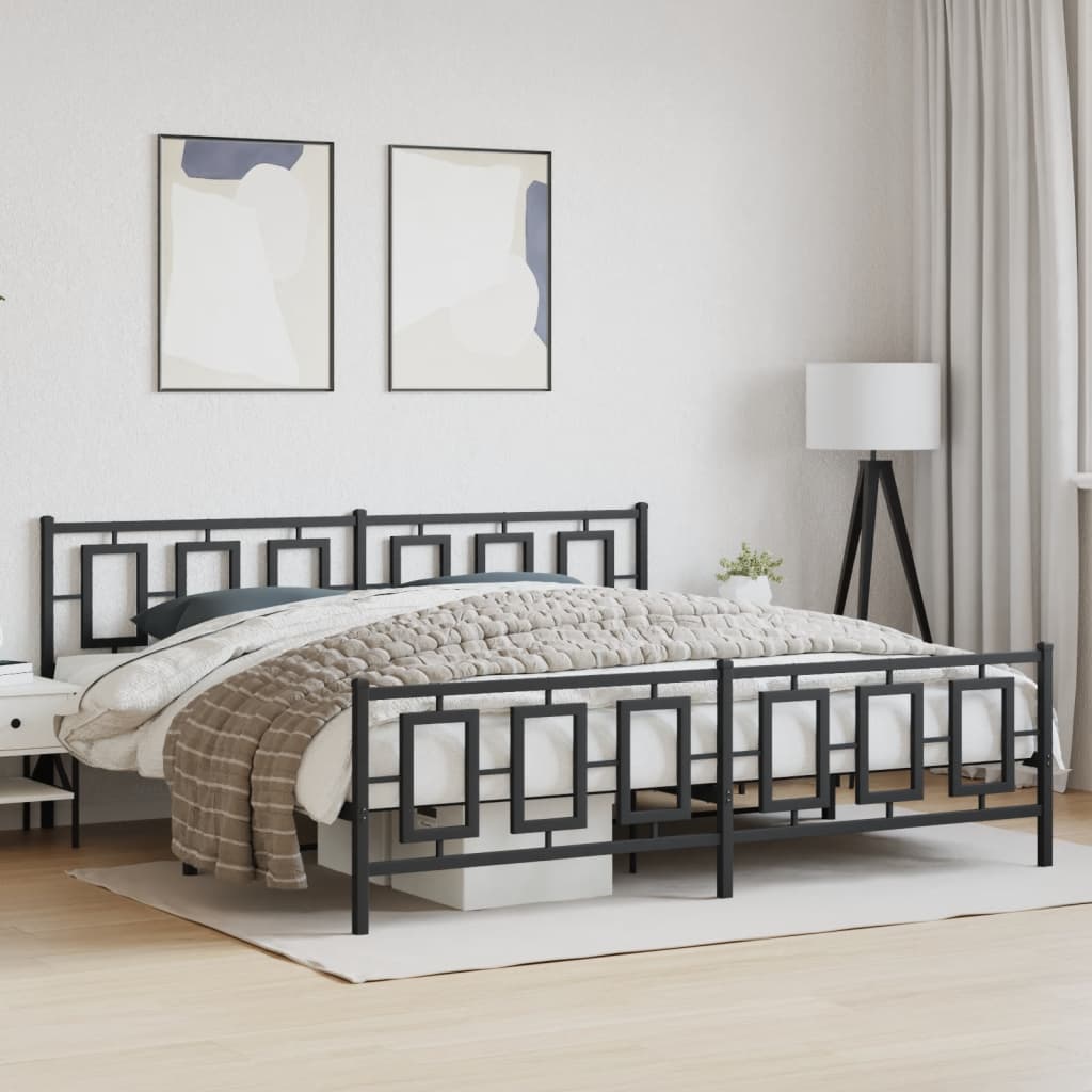 Bedframe met hoofd- en voeteneinde metaal zwart 193x203 cm is nu te koop bij PeponiXL, paradijselijk wonen!