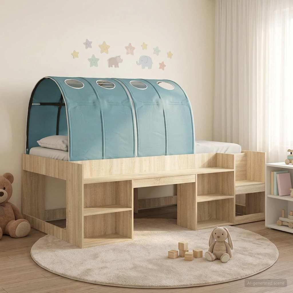 Bed met Tunnel 3 st Sonoma en Licht Blauw Bewerkt hout is nu te koop bij PeponiXL, paradijselijk wonen!