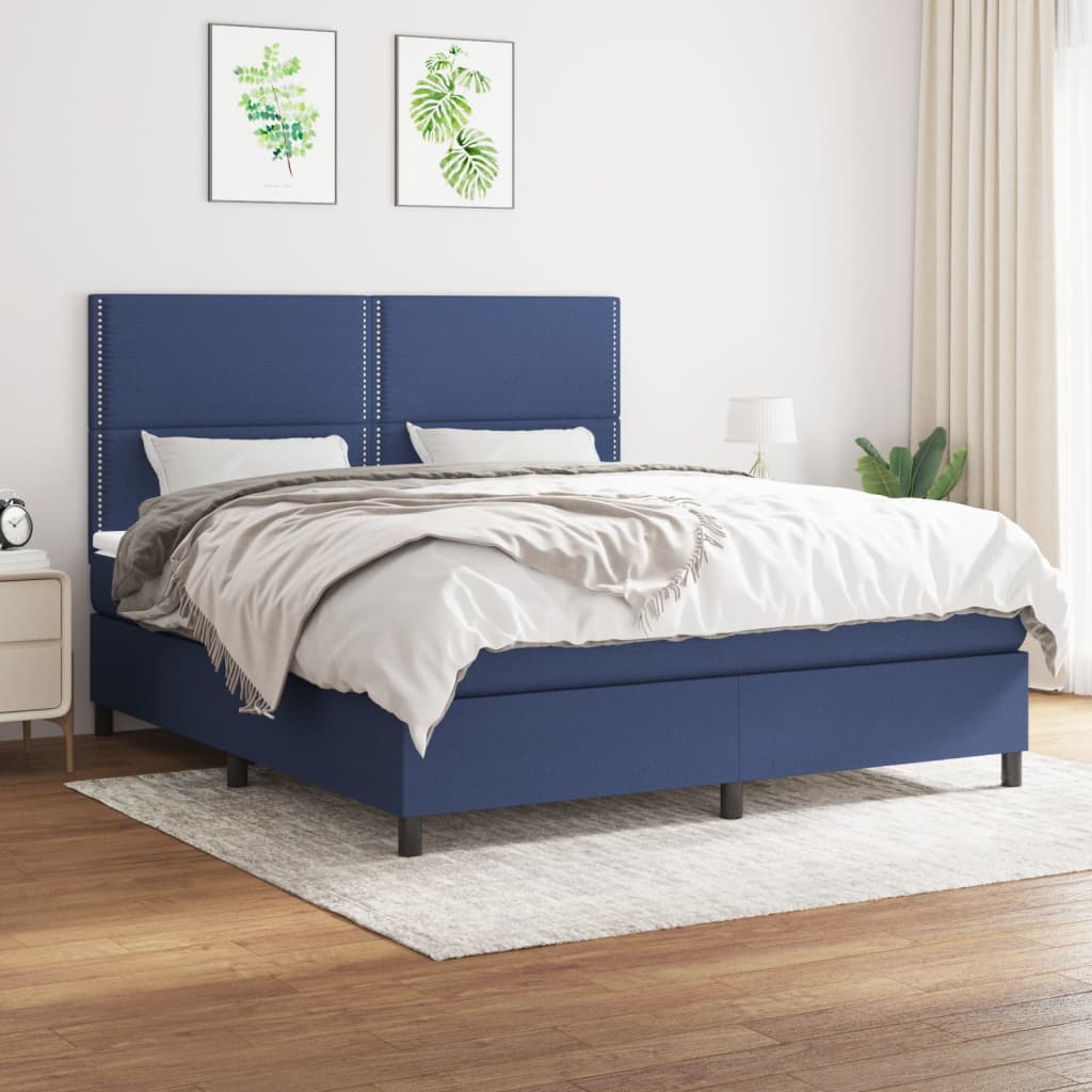 Boxspring met matras stof blauw 180x200 cm is nu te koop bij PeponiXL, paradijselijk wonen!