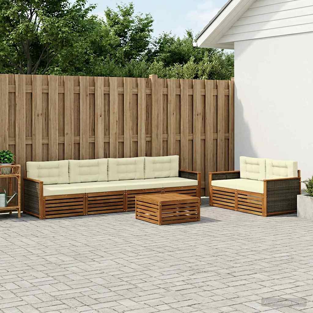 Buiten bankenset met kussen 7 pcs Natuurlijk en Crème is nu te koop bij PeponiXL, paradijselijk wonen!
