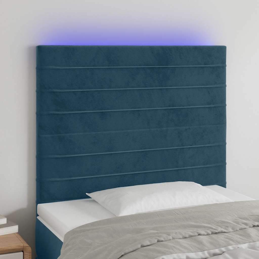 Hoofdbord LED 90x5x118/128 cm fluweel donkerblauw is nu te koop bij PeponiXL, paradijselijk wonen!