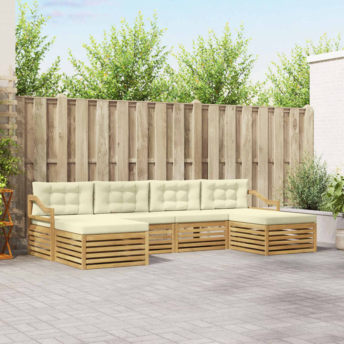 Buiten bankenset 6 pcs Wit en crèmekleurig 325 x 162,5 x 73 cm is nu te koop bij PeponiXL, paradijselijk wonen!