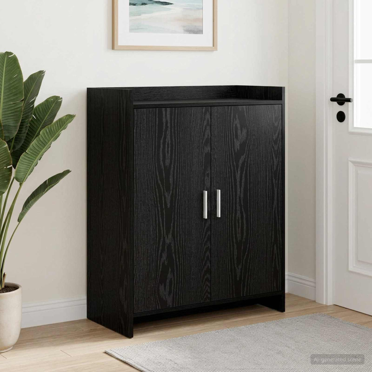 Schoenenkast Zwart eiken 73,5 x 36 x 92 cm Bewerkt hout is nu te koop bij PeponiXL, paradijselijk wonen!