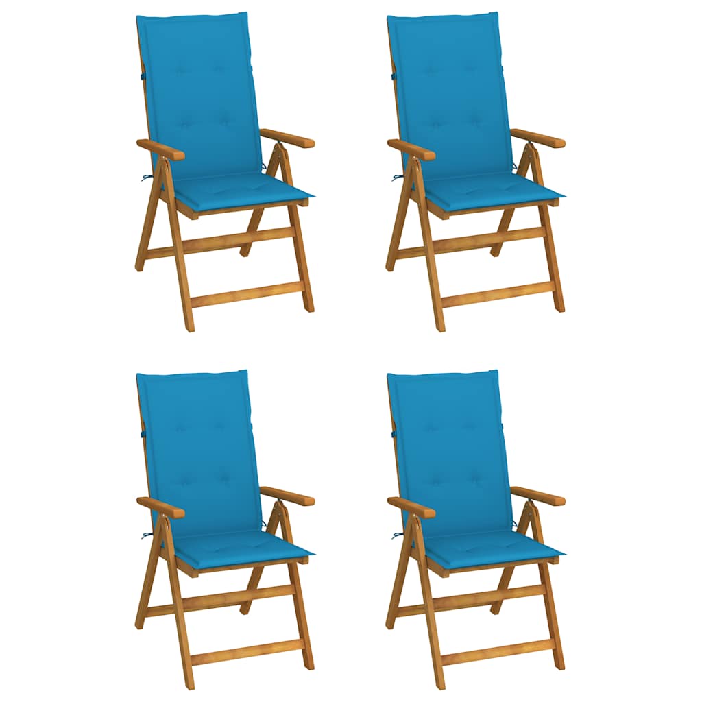 Tuinstoelen 4 st verstelbaar met kussens massief acaciahout is nu te koop bij PeponiXL, paradijselijk wonen!