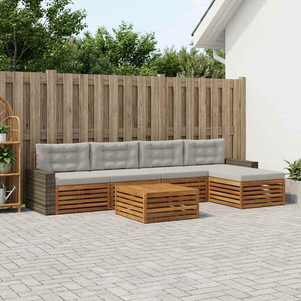 Buiten bankenset 6 pcs Naturel en lichtgrijs 79 x 79 x 37 cm is nu te koop bij PeponiXL, paradijselijk wonen!