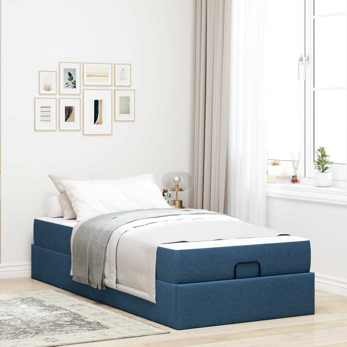 Bedframe met matras 2 pcs Blauw Stof is nu te koop bij PeponiXL, paradijselijk wonen!