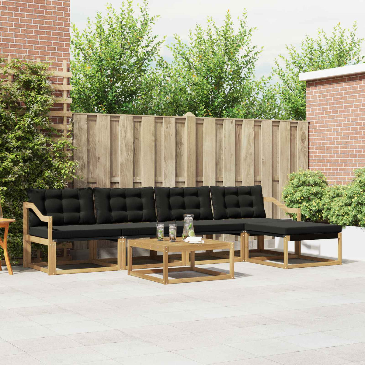 Buiten bankenset 6 pcs Wit en zwart 79 x 79 x 37 cm is nu te koop bij PeponiXL, paradijselijk wonen!