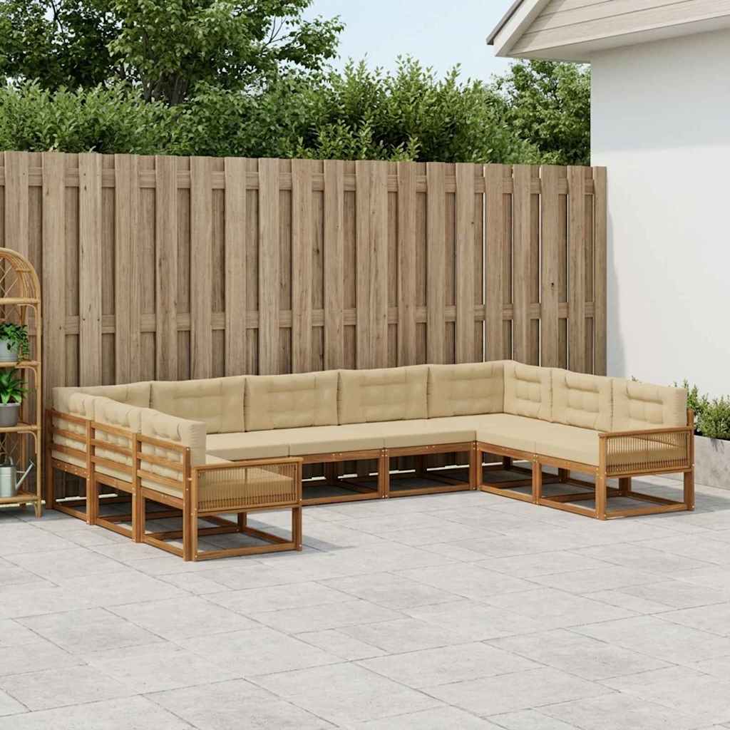 Buiten bankenset met kussen 9 pcs Natuurlijk en Beige is nu te koop bij PeponiXL, paradijselijk wonen!