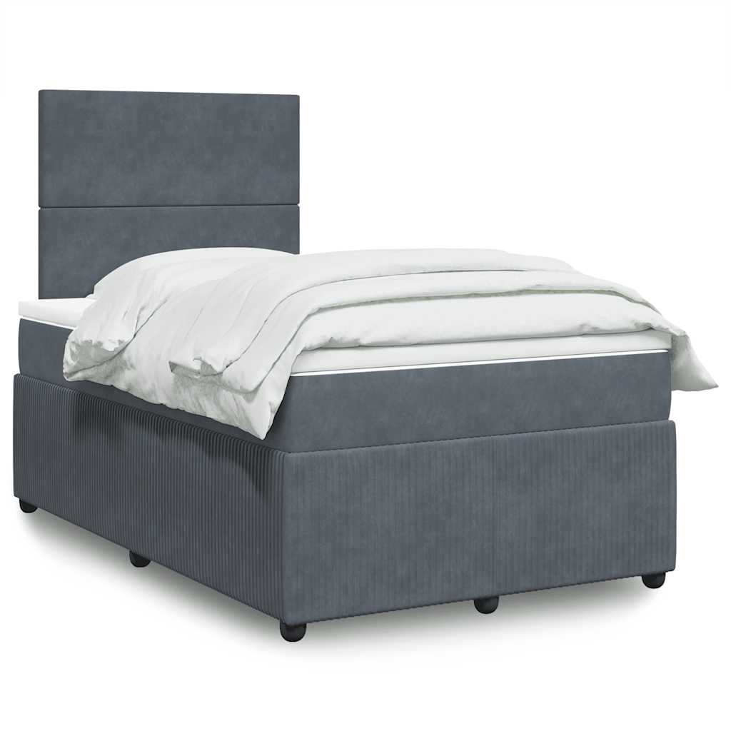 Boxspring met matras fluweel donkergrijs 120x200 cm is nu te koop bij PeponiXL, paradijselijk wonen!
