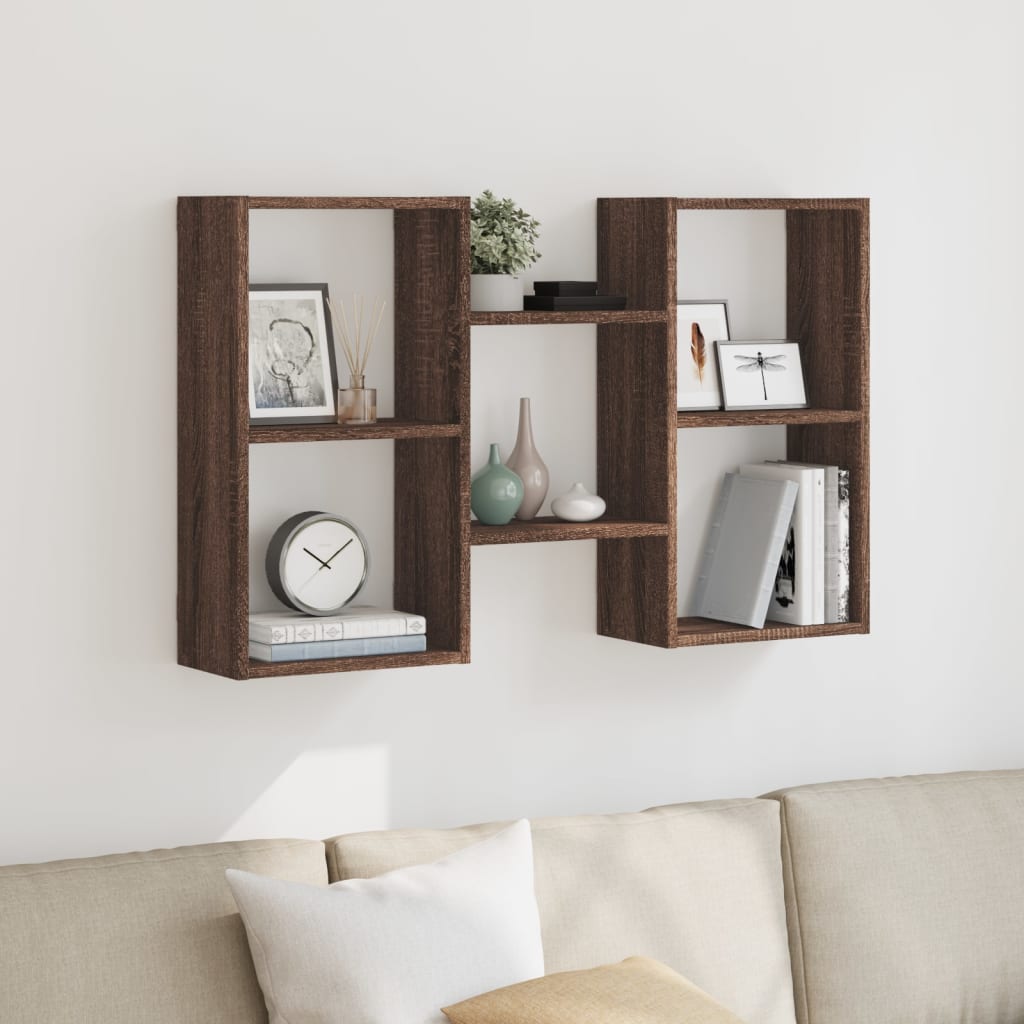 Wandschap 96x18x60 cm bewerkt hout bruin eikenkleurig is nu te koop bij PeponiXL, paradijselijk wonen!